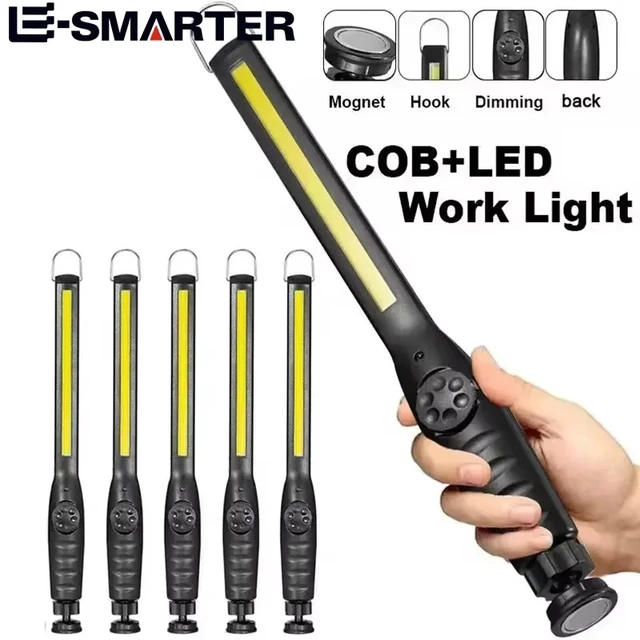 Przenośne lampy robocze COB z magnetyczną, ładowalną latarką LED, przenośne lampy awaryjne do naprawy samochodów z płynną regulacją jasności.