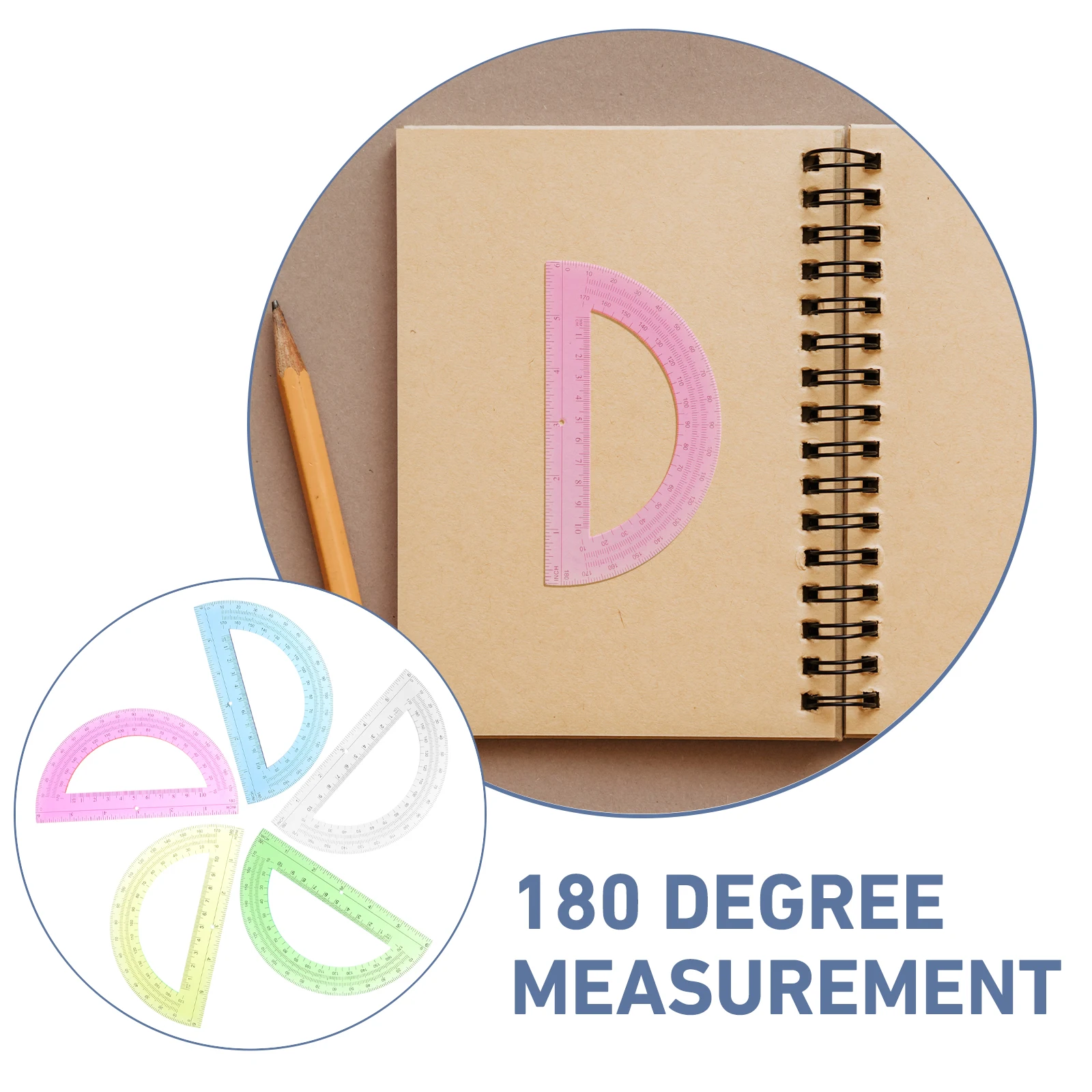

5pcs Multi-Function Plastic Protractor 180 Degrees Geometry Half Circle Measuring Tool For Students Drafting School Office Angle