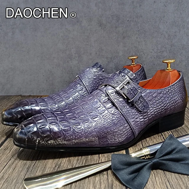 Zapatos de marca de lujo para hombre mocasines con correa y hebilla gris vestido informal de cuero genuino zapatos para hombre zapatos de fiesta