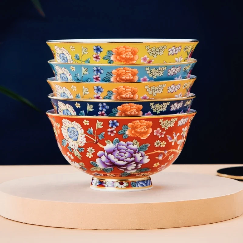 

Chinese Style Enamel Color Bone China Rice Bowl, Noodle Bowl, High Scalding Bowl, Jingdezhen Tableware