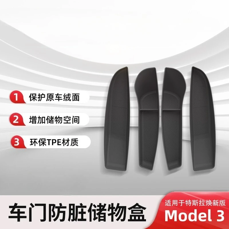 Door Slot Storage Box for Tesla Model 3 Highland, Car Door Anti-dirty Storage Organizer, Auto Interior Modification Accessories