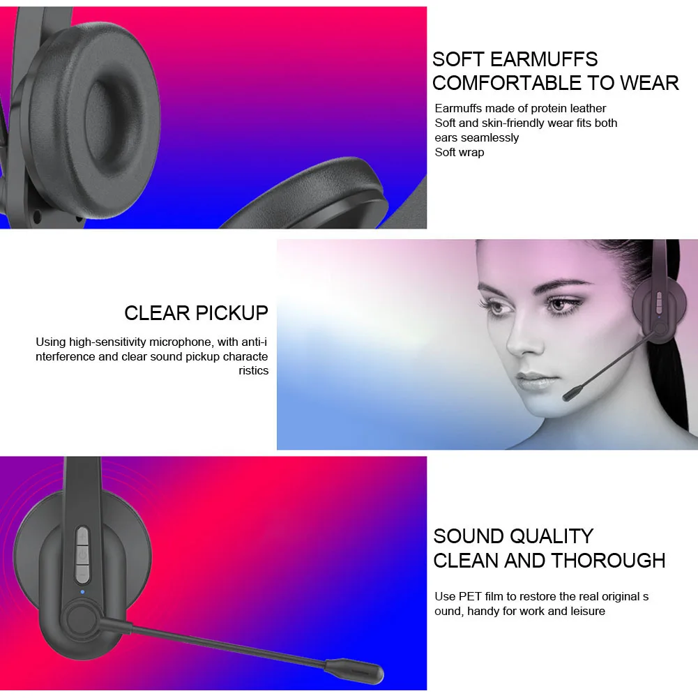 سماعة رأس لاسلكية إلغاء الضوضاء ، سماعات رأس متوافقة مع بلوتوث مع ميكروفون ، زر كتم الصوت للألعاب المباشرة ، OY632