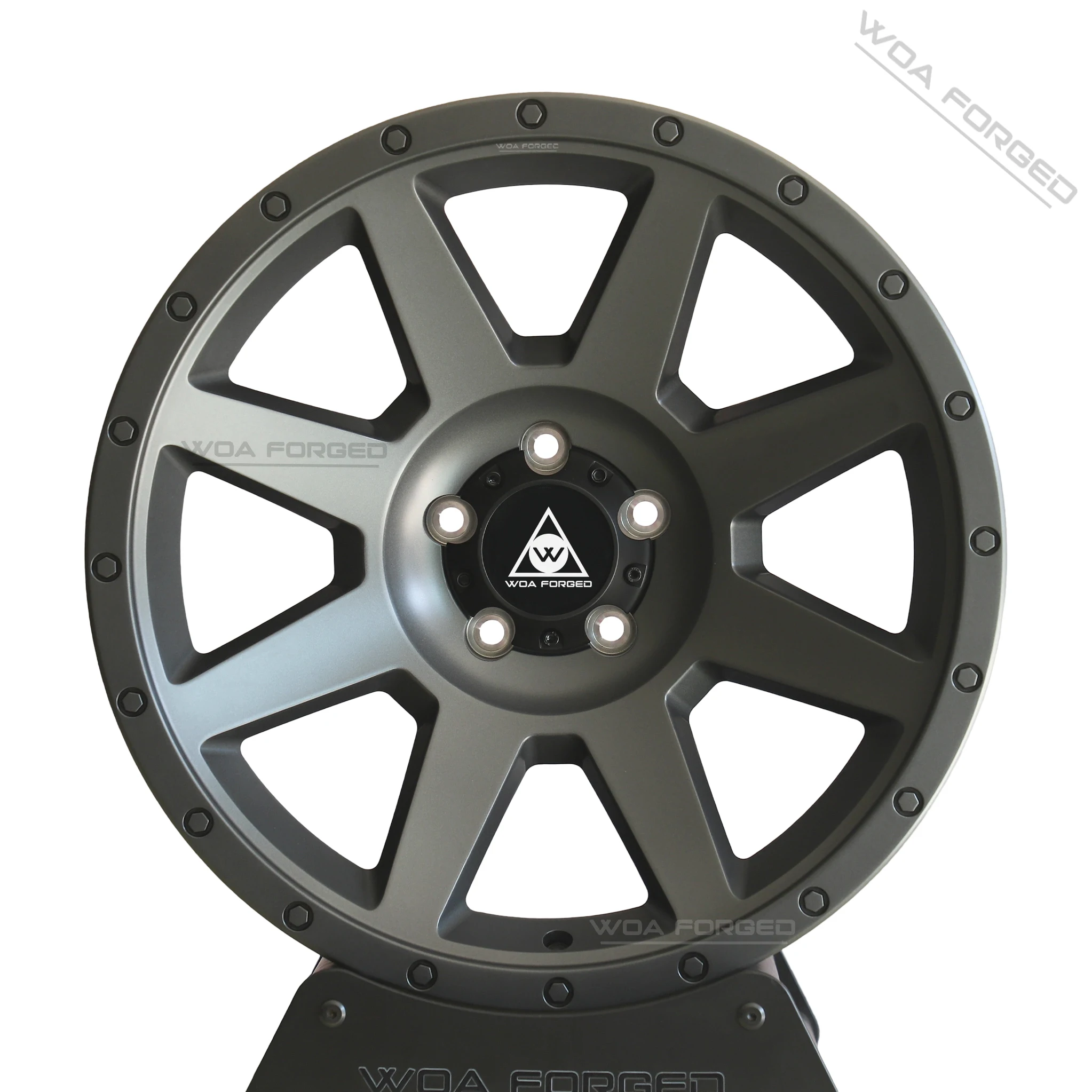 

Off-Road Matte Gunmetal 8-Spoke Forged Alloy Wheels 6x135/6x139.7 for Ford Ranger Chevy Colorado Jeep Wrangler Tacoma 4Runner