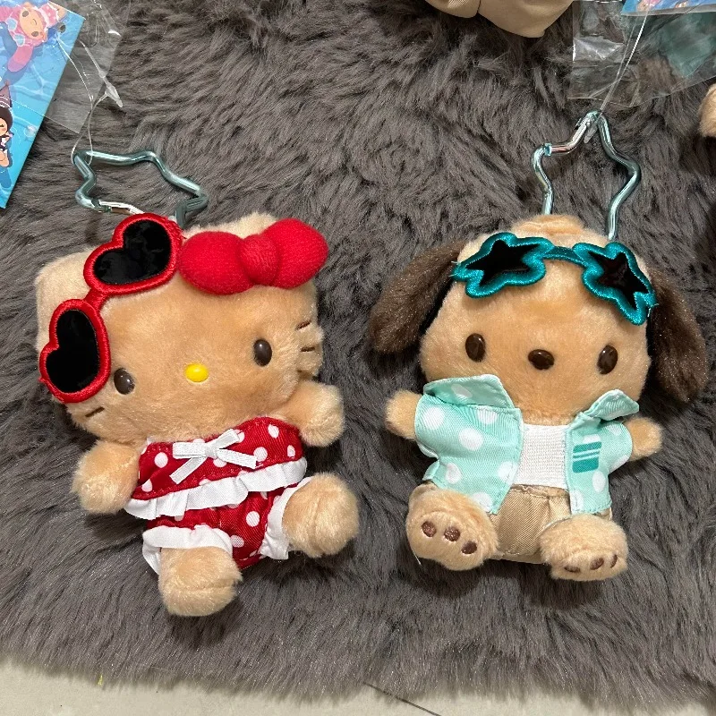 

Новый Sanrio Island Vacation Hello Kitty плюшевый брелок модный черный кожа Pochacco мягкая кукла сумка Шарм популярные каваи подарки для девочек