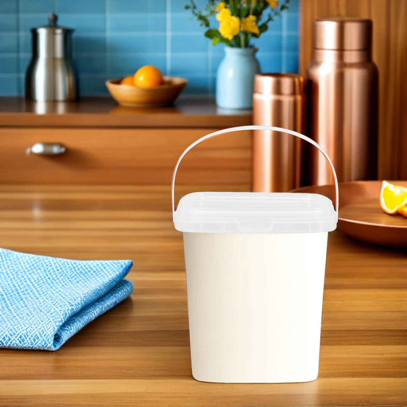 

10pcs Ice Cream Bucket Storage Container Thickened Clear Square Reusable Non-Stick Interior With Lid For Homemade Ice Cream