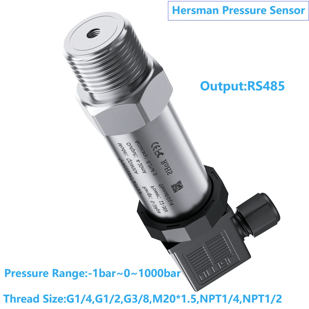 RS485 pressure transmitter sensor -1bar 3bar 5bar NPT1/4 pressure sensor 0-1000bar 800bar 500bar 300bar 100bar pressure gauge