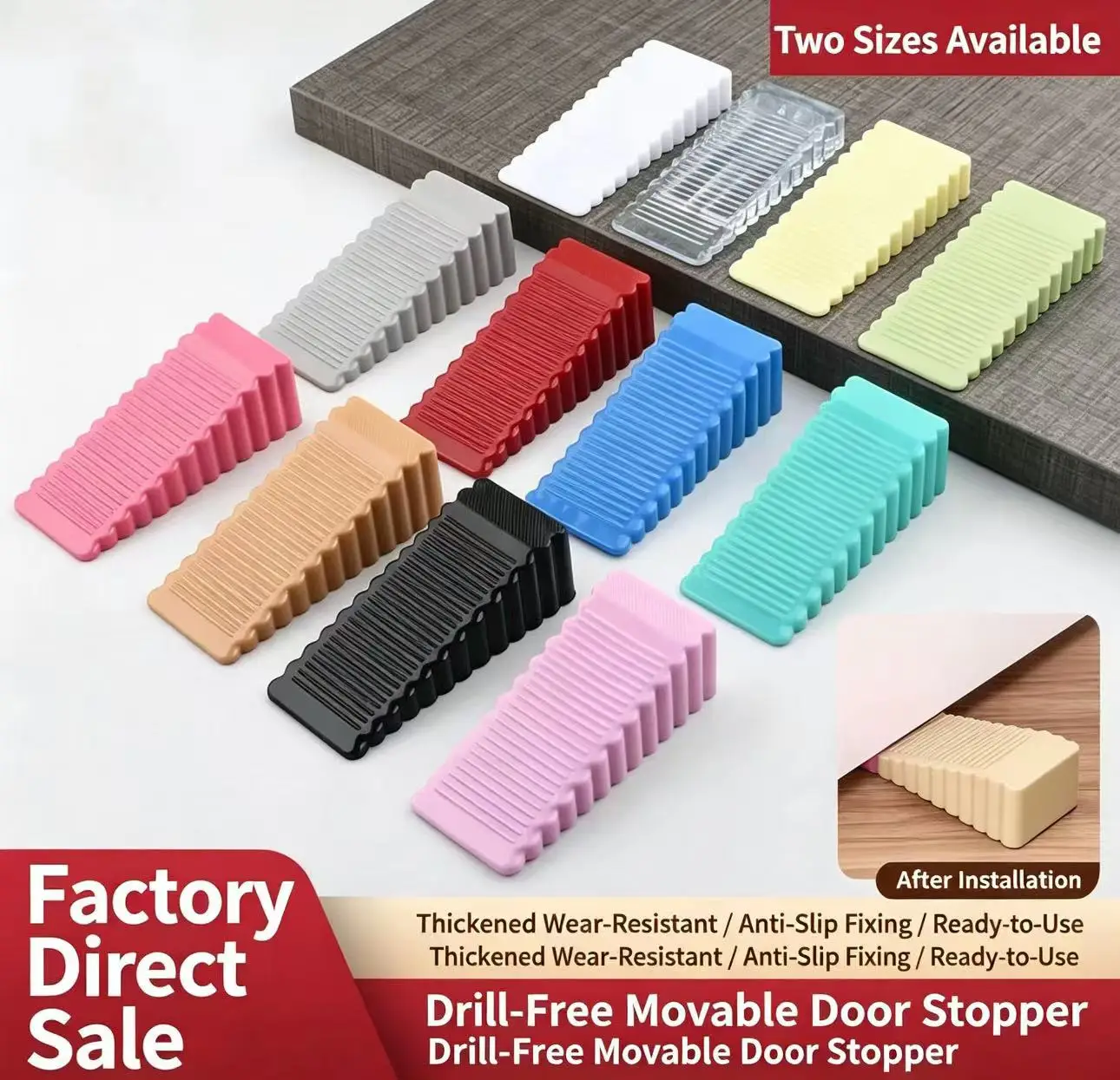Large Silicone Door Stop Wedge, Windproof Anti‑Pinch Safety Door Stopper for Baby, Anti‑Collision Secure Door Holder, No Drill D