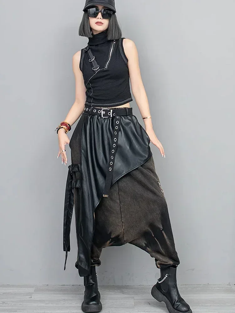 XITAO Loose Casual Pants Fashion Patchwork Personality All-match Street Trendy 2023 Autumn Women New Cross Pants DMJ2790