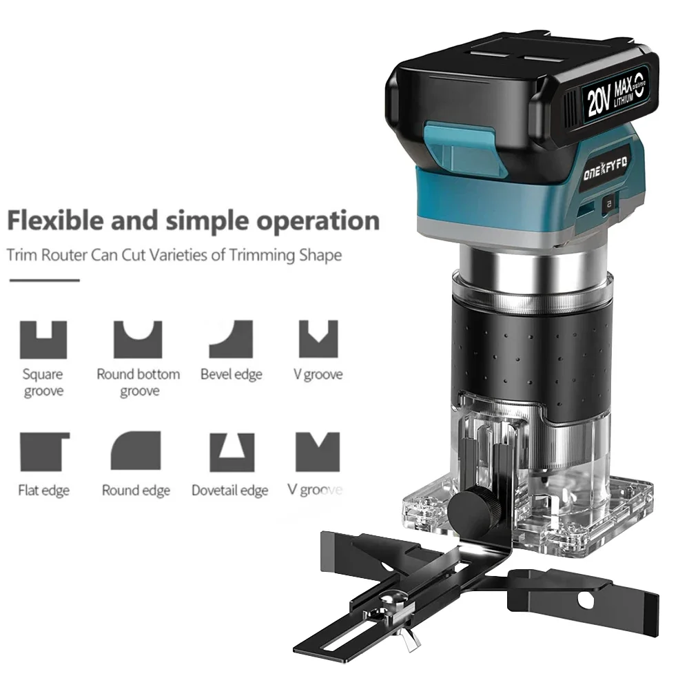 Imagem -06 - Brushless Elétrico Mão Aparador para Makita Cordless Wood Router Carpintaria Gravura Slotting 18v Bateria Velocidades