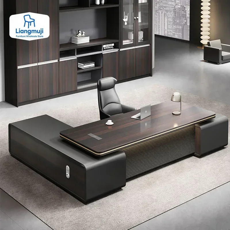 Corner Storage Office Desk Standing Drawers European Floor Computer Desks Black Wood Escritorios De Ordenador Modern Furniture
