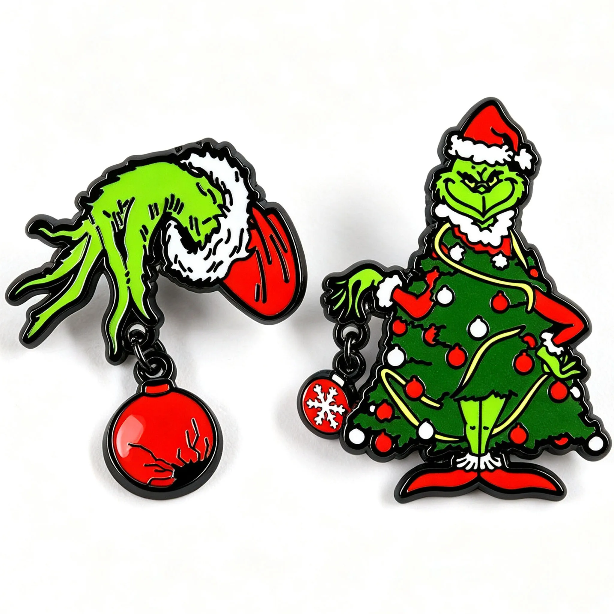 Broches en émail Arbre de Noël, Pendentifs Flocon de Neige, Badges Émaillés de Fêtes, Décorations Métalliques pour Sac à Dos, Manteau, Chapeau, Cadeaux DIY