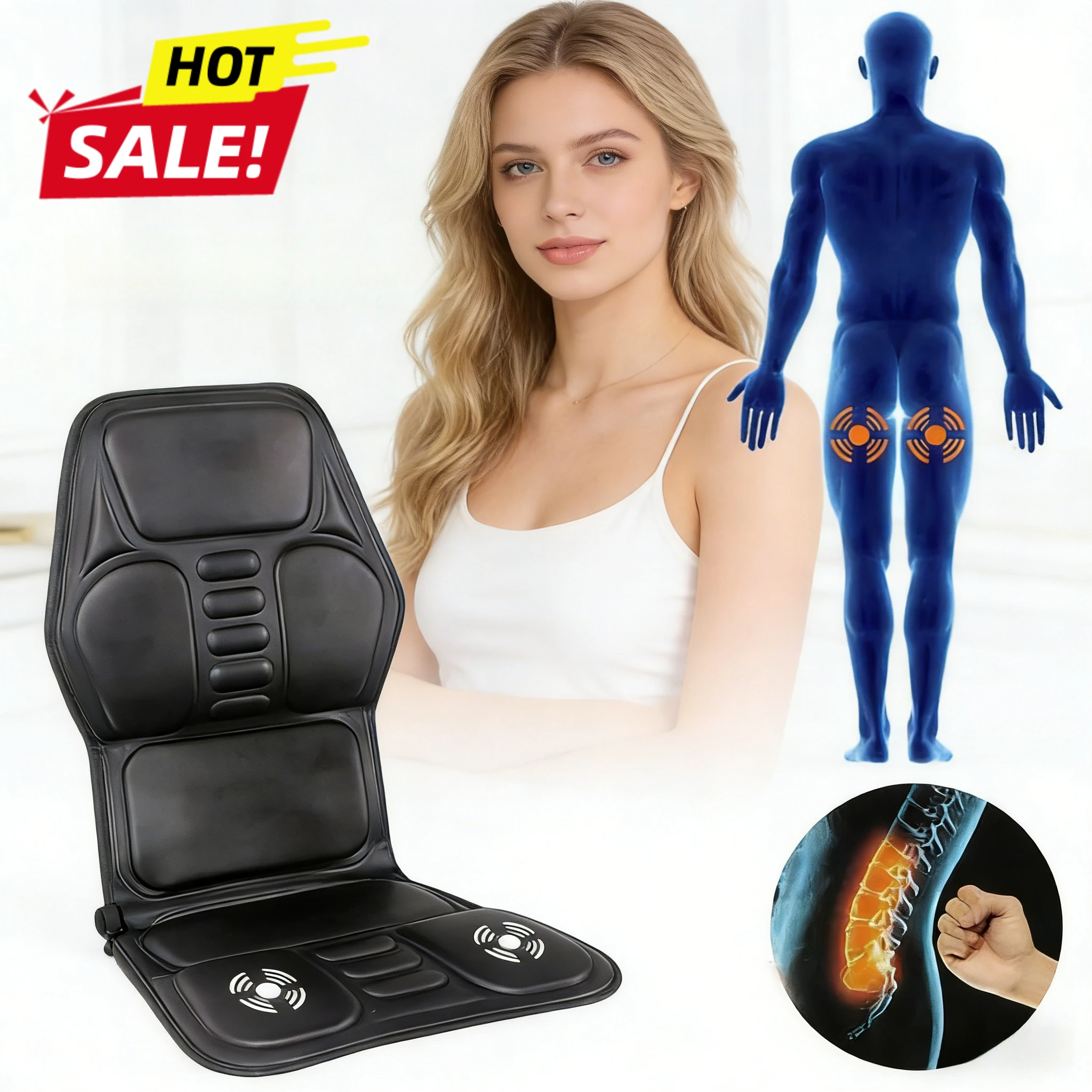 

Портативная электрическая массажная подушка с вибрацией и подогревом, 9 моторов, массажер для всего тела, для автомобиля, дома, офиса, снятия боли в шее, спине и пояснице