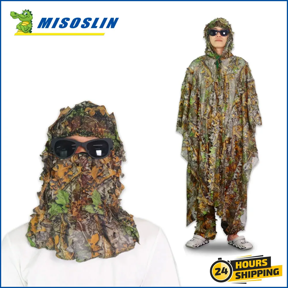 3D Leafy Camo Hunting Suits,Gillies Suits for Men Youth, Leaf Camouflage Hunting Suits for Jungle Hunting, Shooting,Ghillie Suit