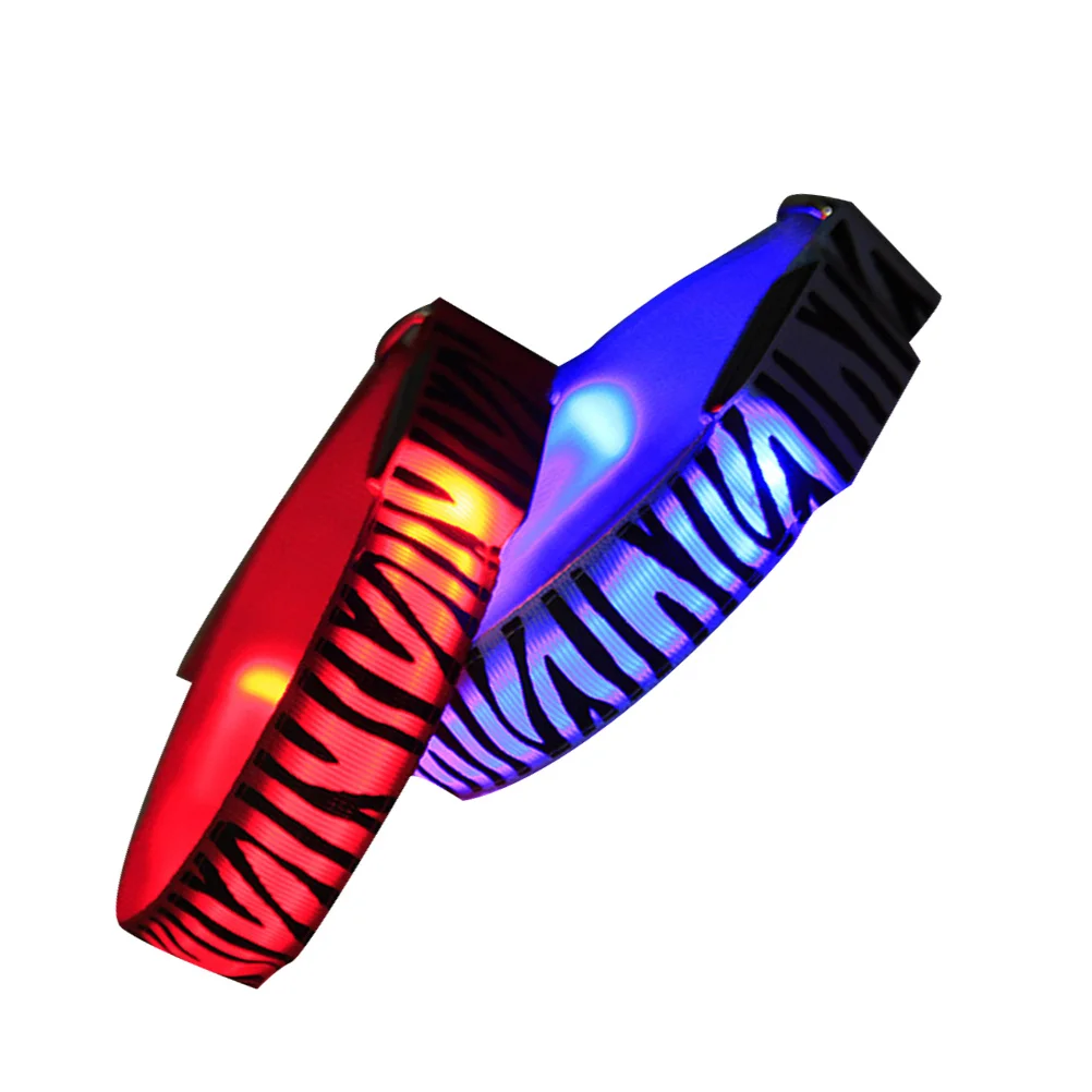 2 pcs Flashing Arm Bands Zebra Pattern Waterproof Slap Bracelets For Night Running Hiking Safety Reflective Wristbands Carnival