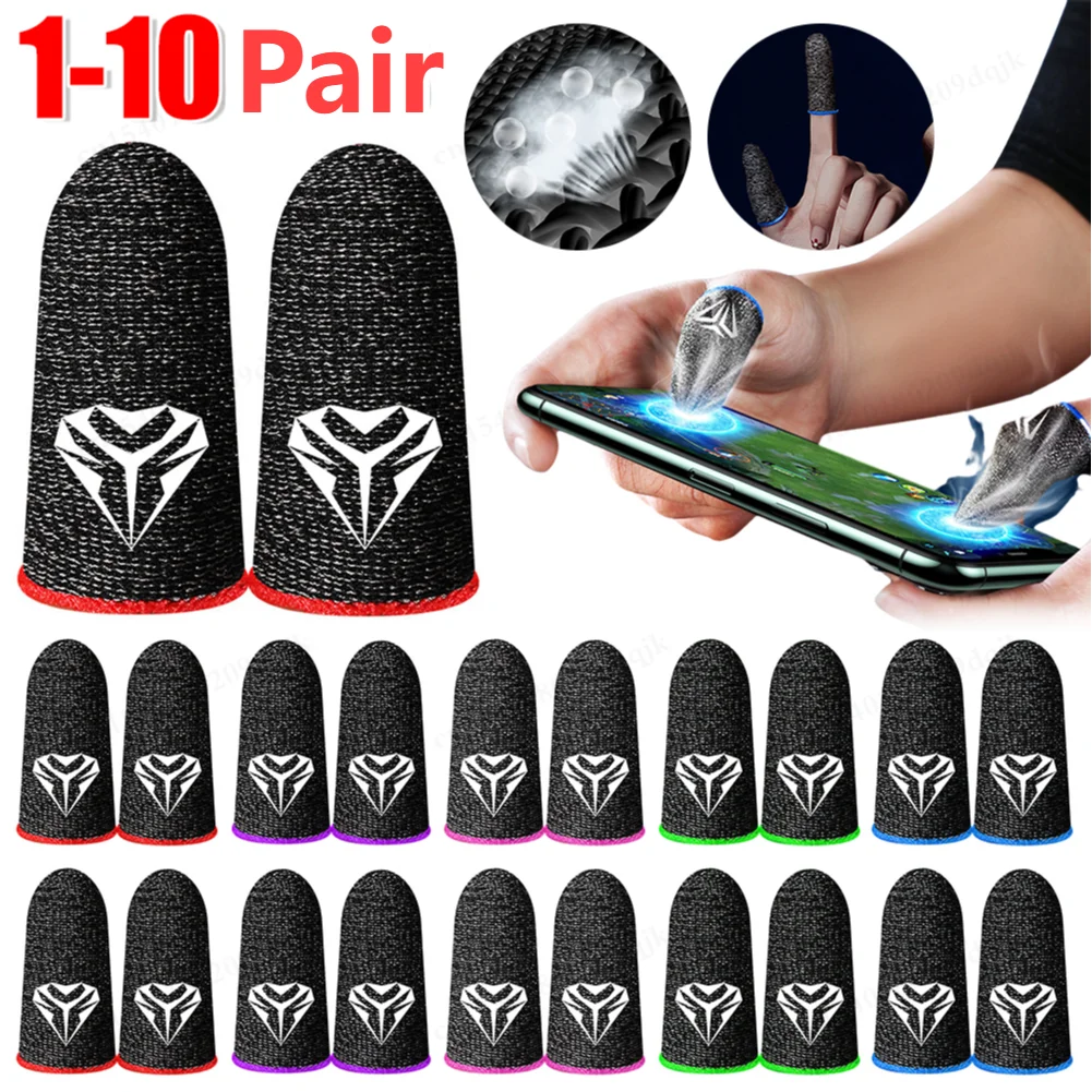 1-10Pair Finger Cots Gaming Fingertips Glove Ultra-thin Breathable Sweatproof Touch Screen Gaming Finger Sleeves For PUBG Mobile