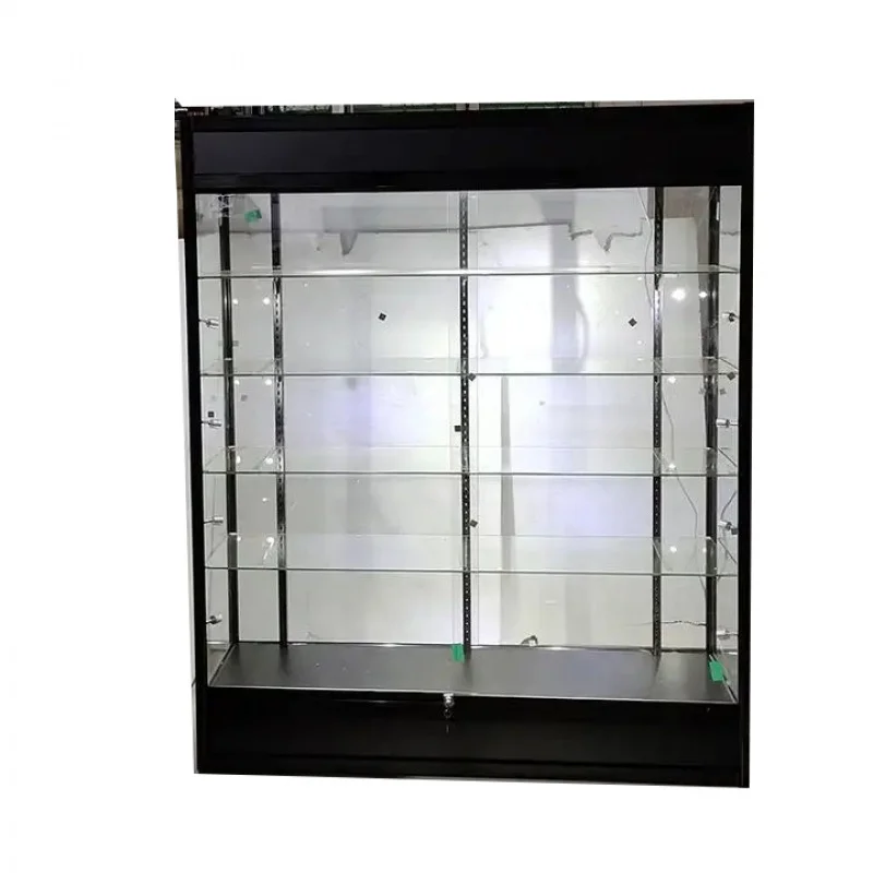 

Custom. customized led mobile phone shop tempered glass showcase, adjustable shelves display glass cabinet