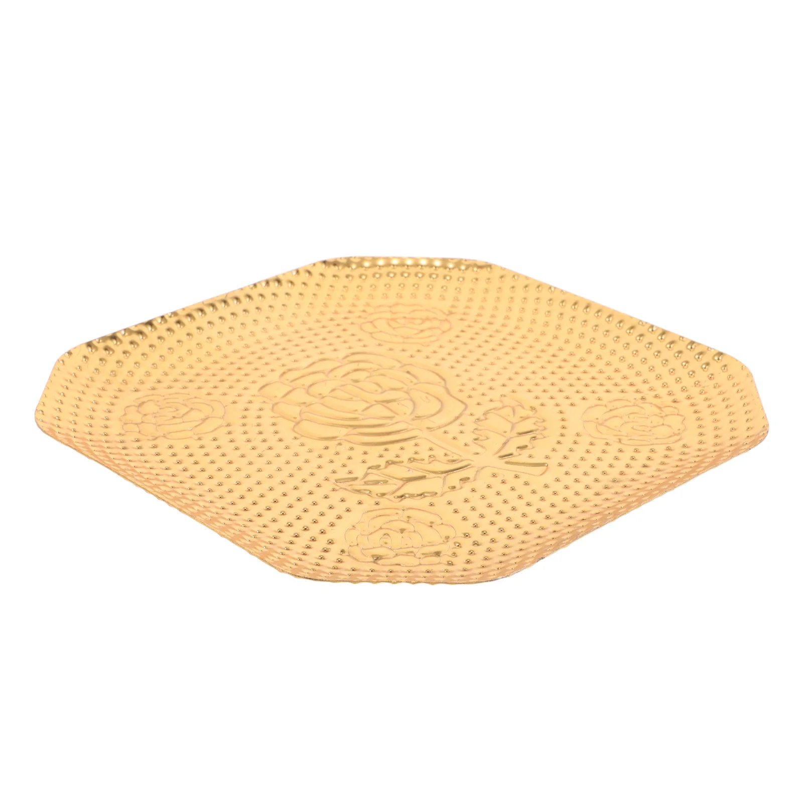 

European Style Small Iron Tray Embossed Design Decorative Coffee Table Vanity Snack Serving Plate Vintage Metal Pizza for Home