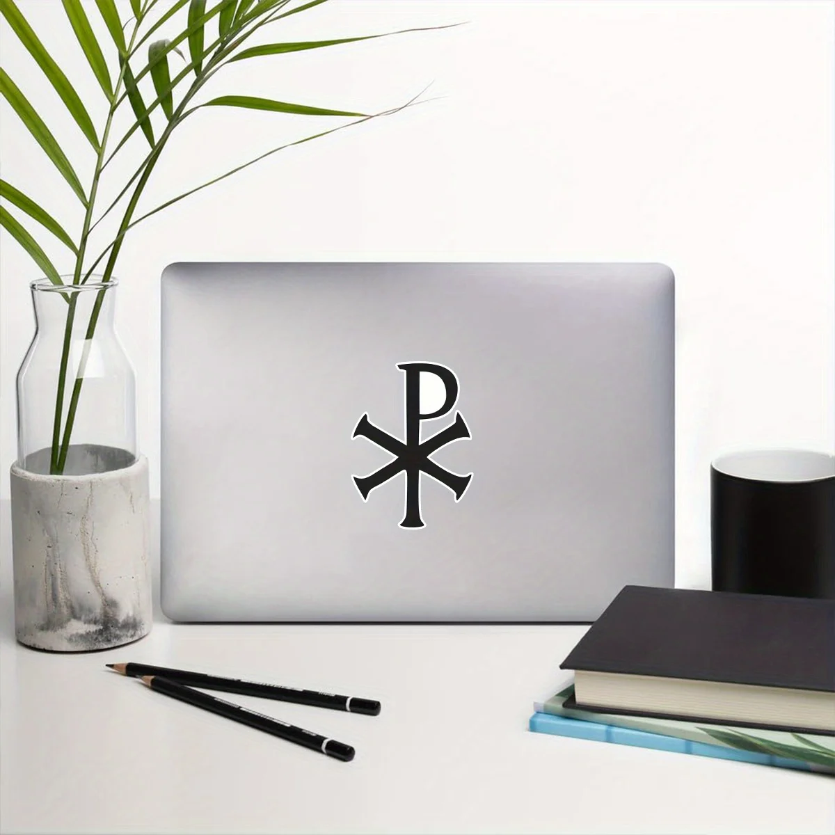 1pc Chi Rho Symbol Matte Vinyl Decal, Self-Adhesive Sticker for Cars Trucks Vans & Laptops, Durable for Plastic Surfaces