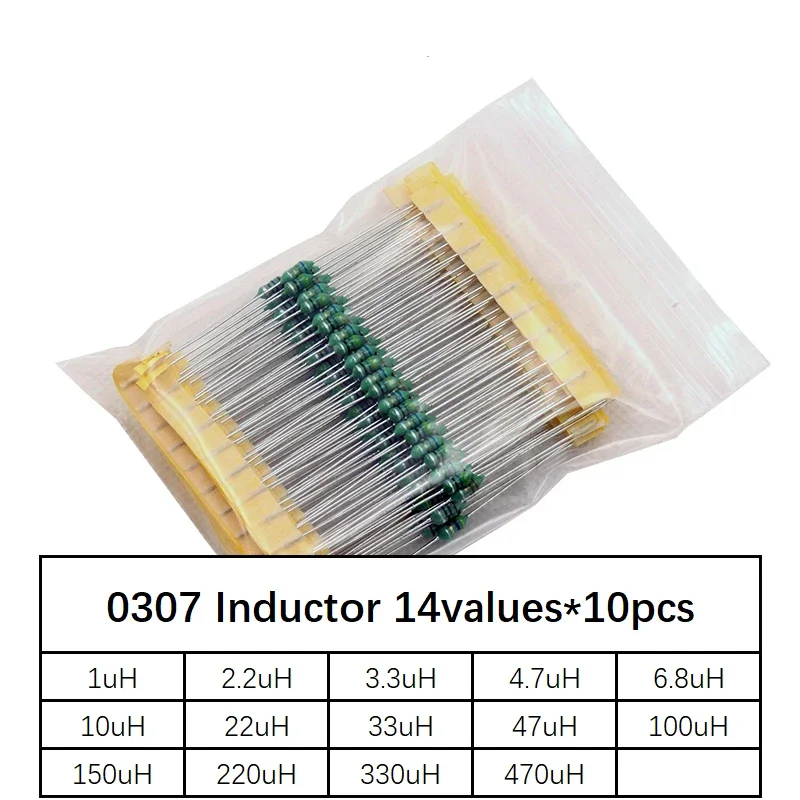 0307 1uh Tot 470uh Inductor, 14valuesx 10Pcs = 140Pcs,, Kleur Ring Inductor Diverse Kit