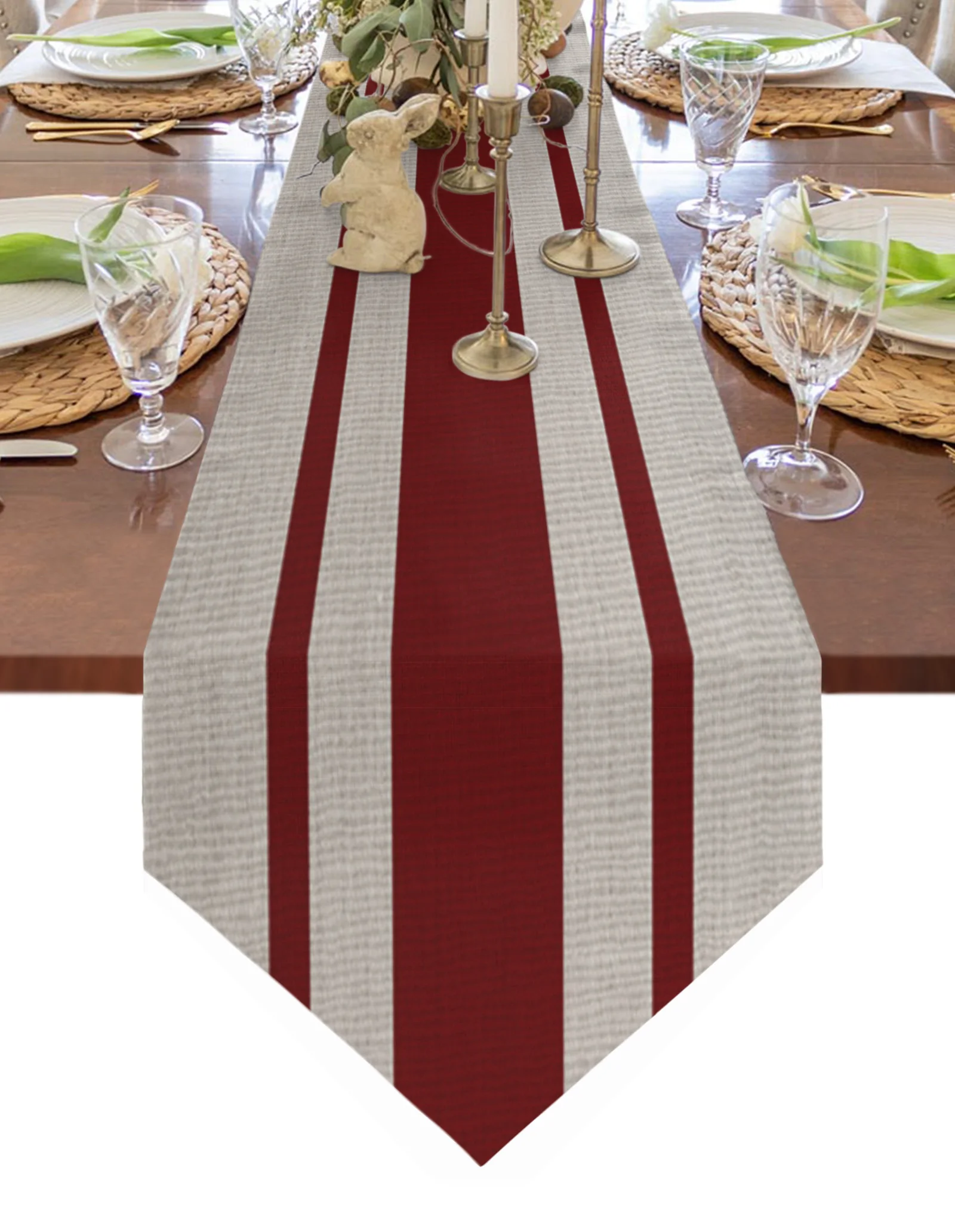 Texture Stripes Linen Table Runner for Dining Table Kitchen Decor Anti-stain Dining Table Runner Wedding Table Decoration