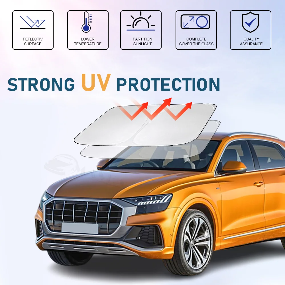 Picture 3: Windshield Sun Shade For Audi Q8 2018-2020 2021 2022 2023 2024 2025 2026Window Shade Sun Visor Cover Foldable Blocks UV Rays