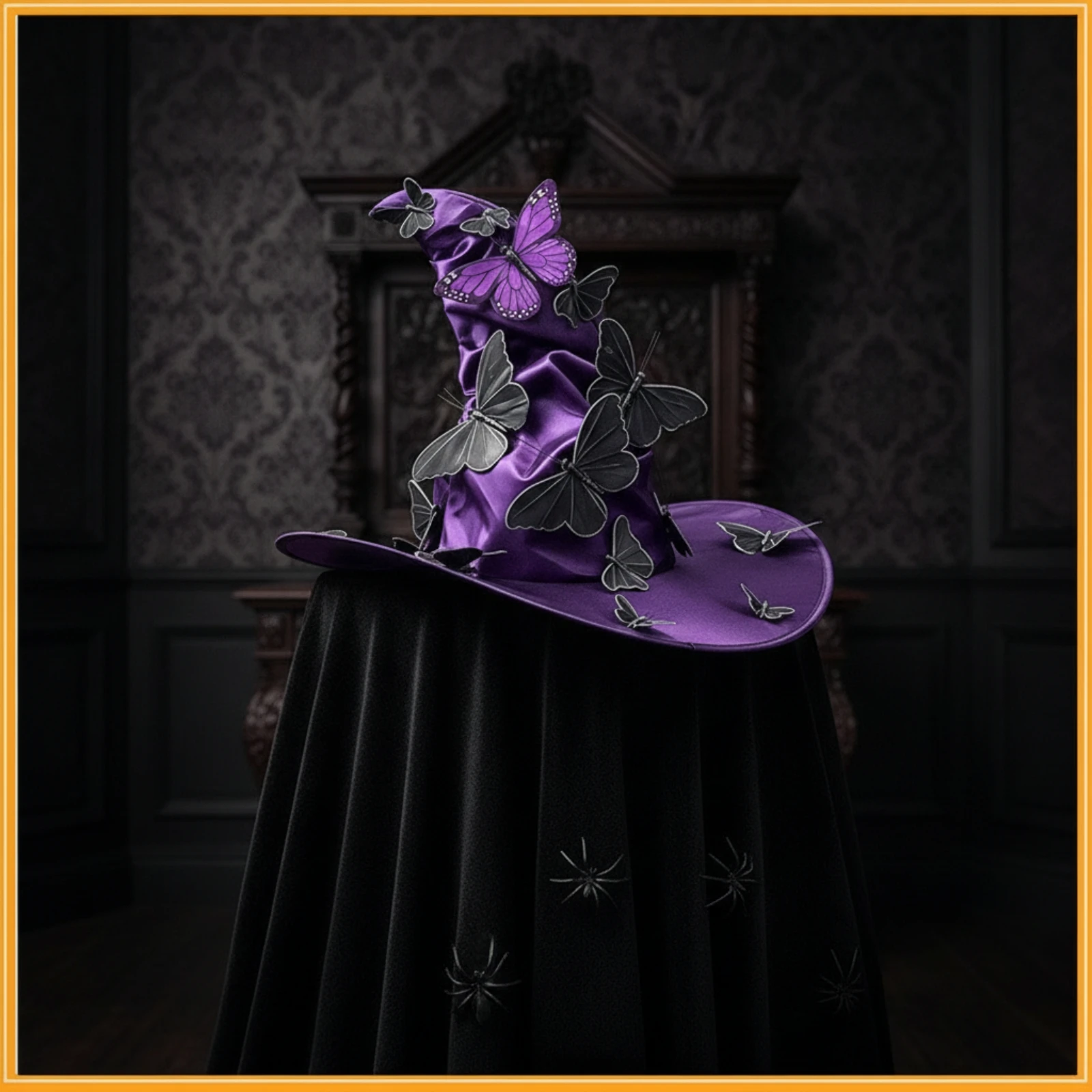 Witch Hat with Butterflies DIY Crumpled Witch Hat Witches Cap Lightweight Comfortable for Cosplayers, Costume Parties