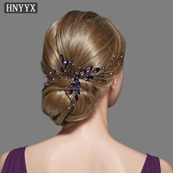 HNYYX Retro Rhinestone Hair Clip Purple Crystal U-Shaped Hairpin Bridal Hair Accessories for Wedding Vintage Headwear A228