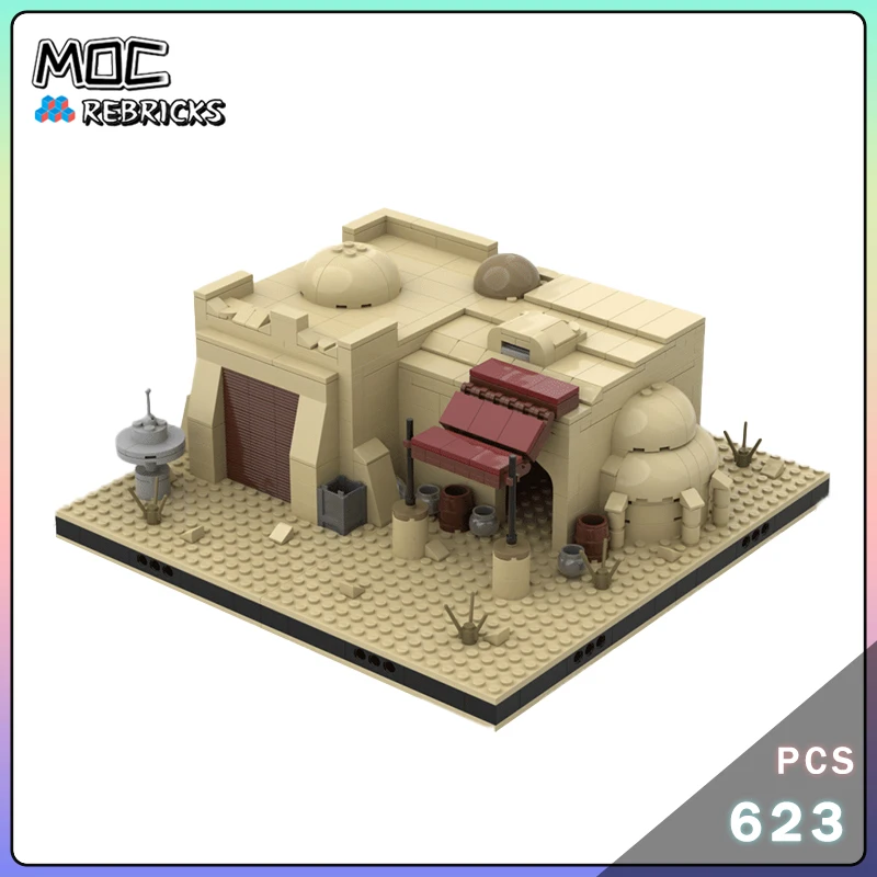 MOC Street View Series Modulo tridimensionale della casa del deserto Set di blocchi di costruzione Originalità Giocattolo di mattoni senior fai-da-te Regalo di festa