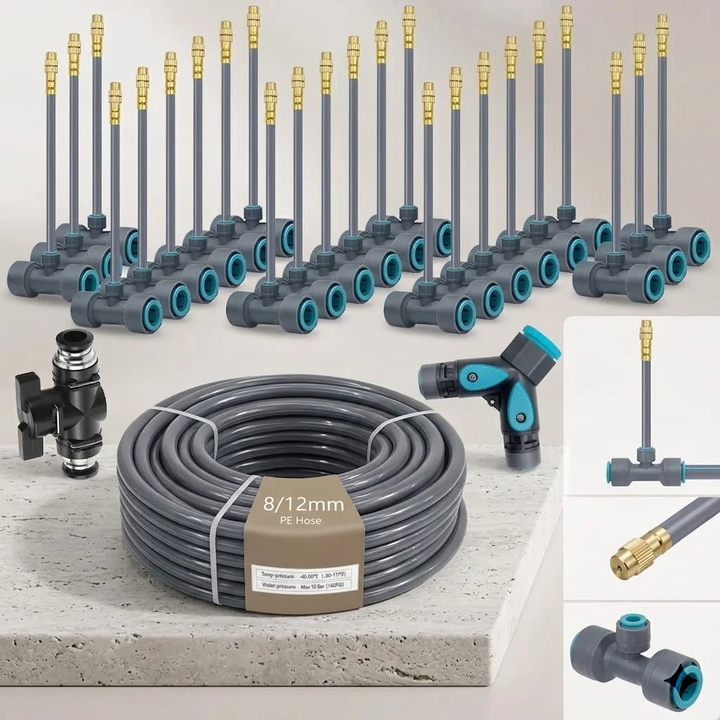 Flexible 3/8 Inch PE Hose 360 Degree Bending Adjustable Atomization Nozzle Irrigation Set Quick Connection Garden Spray System