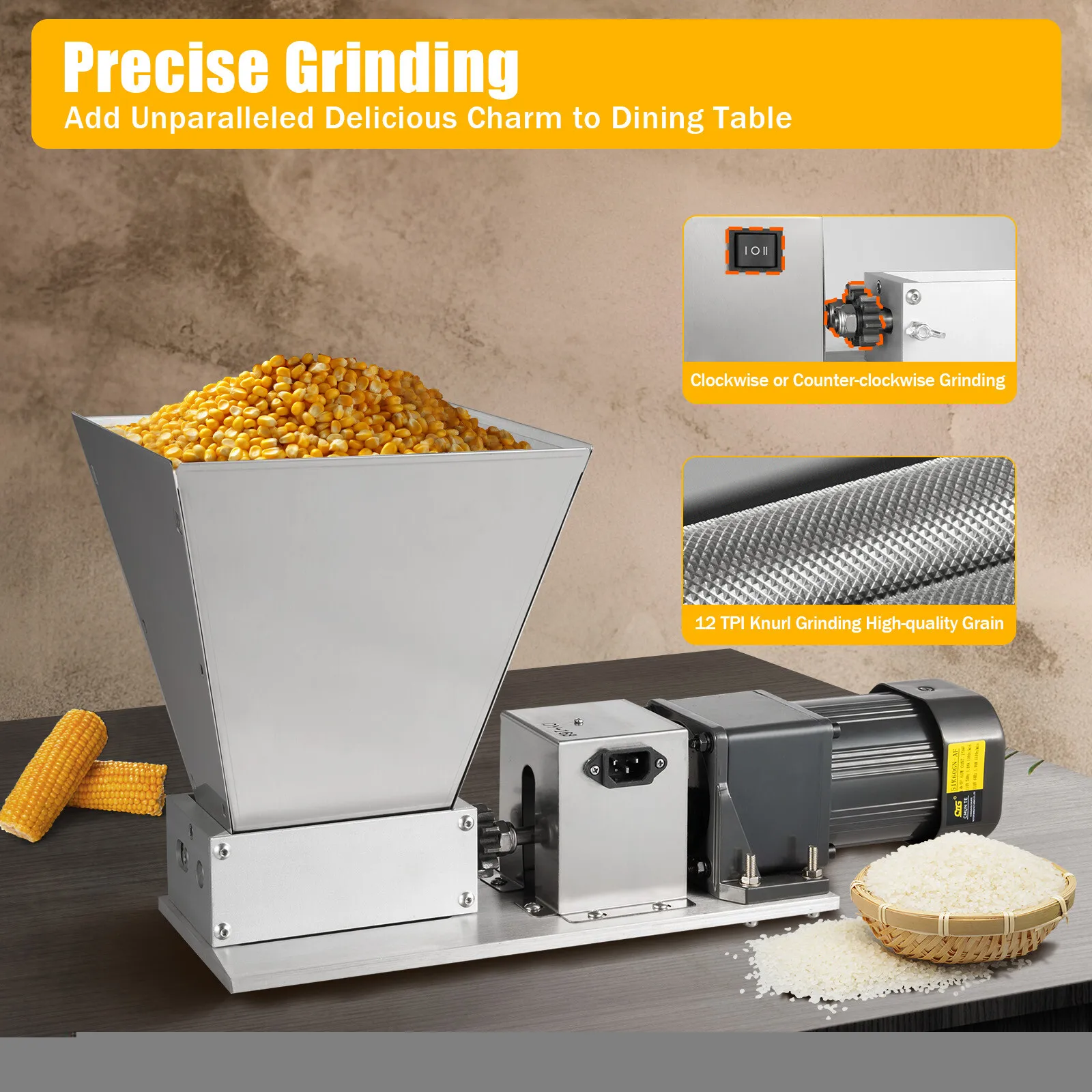 110V Electric Grinder Mill Grain Corn Wheat Feed/Flour Dry Wet Cereal Machine