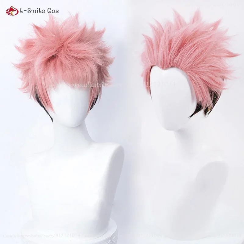 28cm itadori Yuji ryomen Sukuna cosplay wig short pink black itadori Yuji anime wigs heat resistant synthetic wigs wig cap