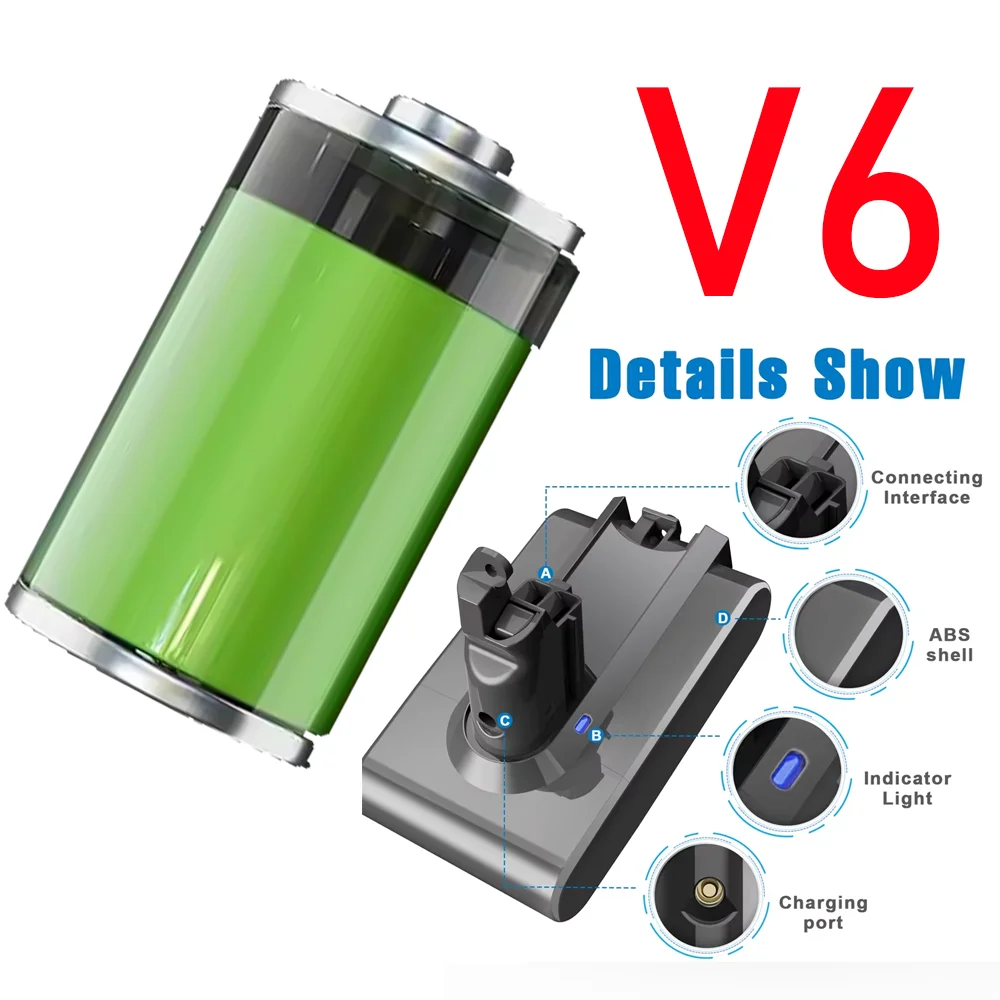 

9800mAh Li-ion Battery For Dyson V6 DC59 DC62 21.6V Vacuum Cleaner Replacement 21700 power battery