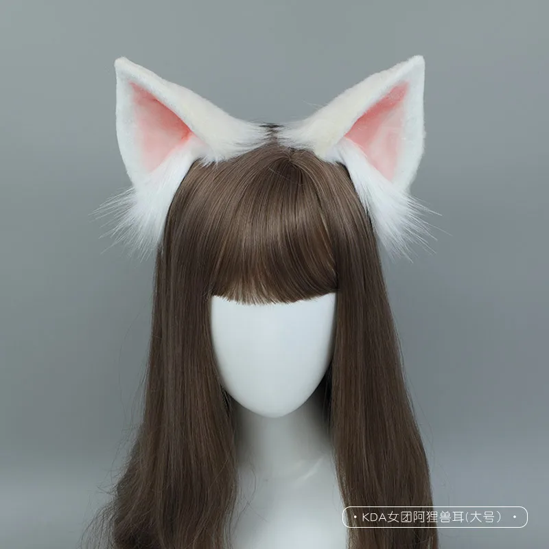 Nova mão feita gato raposa orelhas cabeça banda lol cosplay diy orelha lolita branco rosa hairband headwear para meninas acessórios de traje