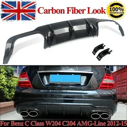W204 AMG Rear Bumper Diffuser Lip for Mercedes Benz C Class W204 C204 Carbon Look C63 Coupe Rear Splitters Guard