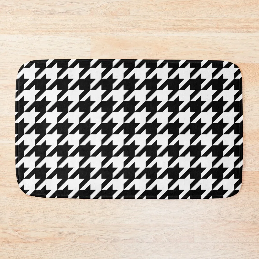 

Black and White Houndstooth Bath Mat Bathroom Rug Set Things For Bathroom Carpet For Bath Anti-Skid Mat