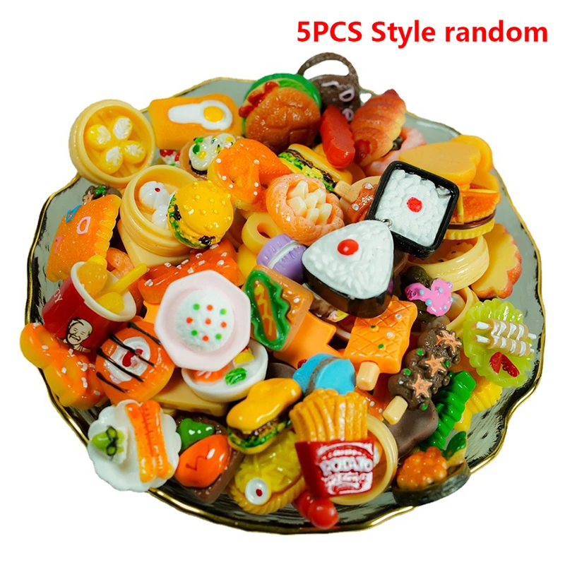 5PCS Mini Random Food Snacks DIY Jewelry Resin Accessories Playing House Toys