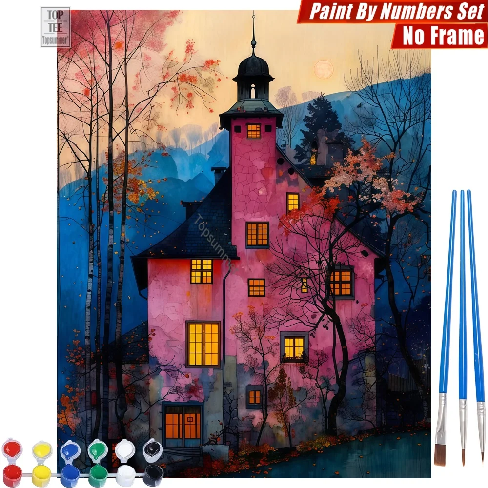 

Набор для рисования масляными красками Pink Castle Twilight DIY - Pink Castle Twilight: творческое семейное развлечение, подарок на День святого Валентина для девушки