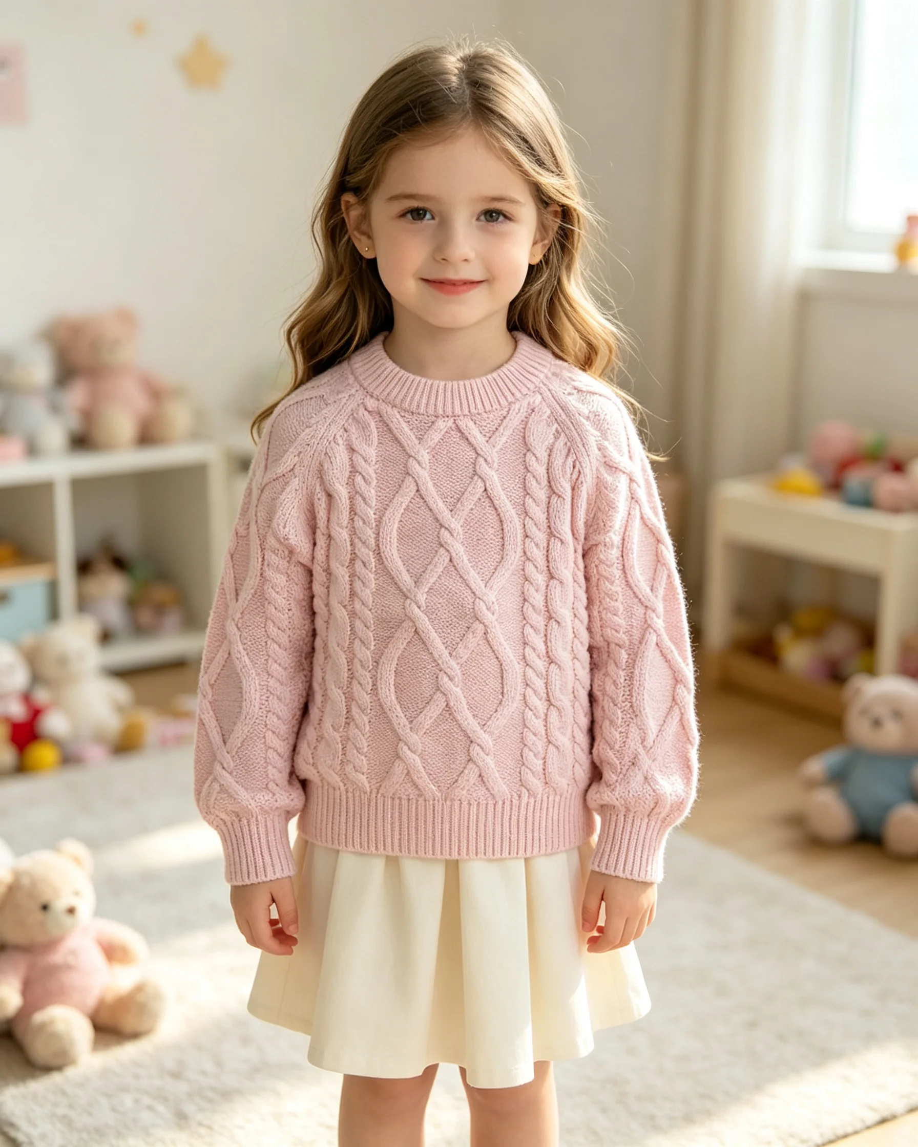 Winter Children Girls Solid Sweater Casual Tops