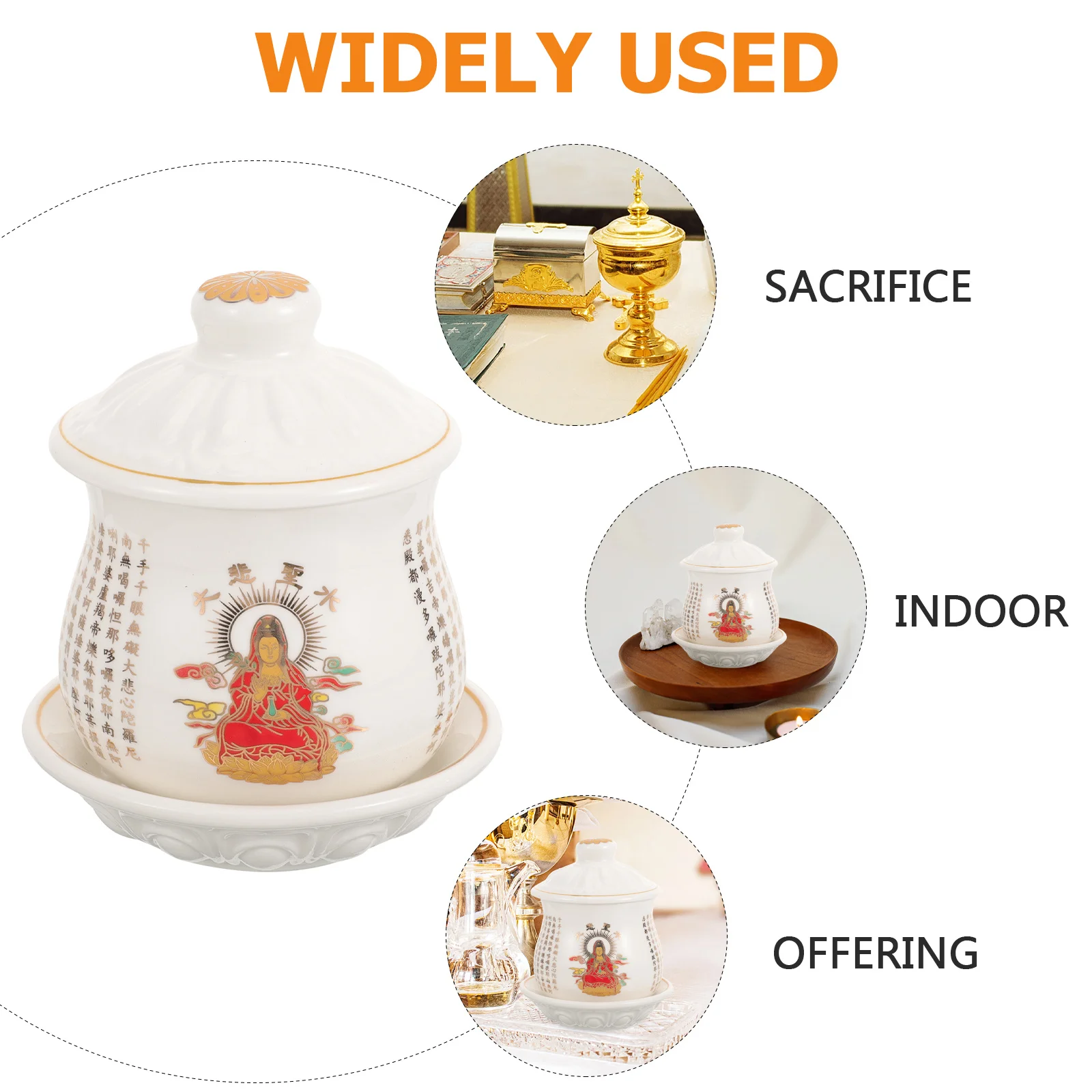 كوب تقديم المياه من السيراميك بوذا كوب اللوتس المقدس على الطراز الديني طقوس المعبد ديكور متعدد الوظائف متعدد الاستخدامات #4