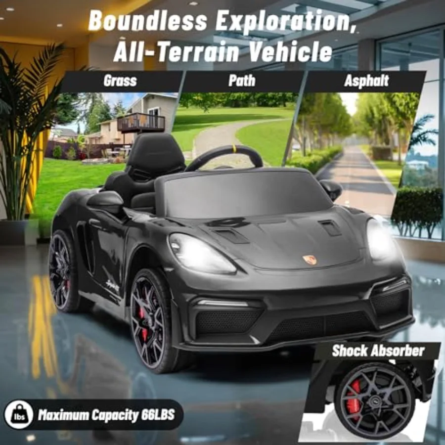 12V 전동차, 정품 라이선스, 어린이용 전동차, 리모컨 포함, 전후방 LED 라이트, 라디오, USB/AUX, 열리는 도어, 서스펜션