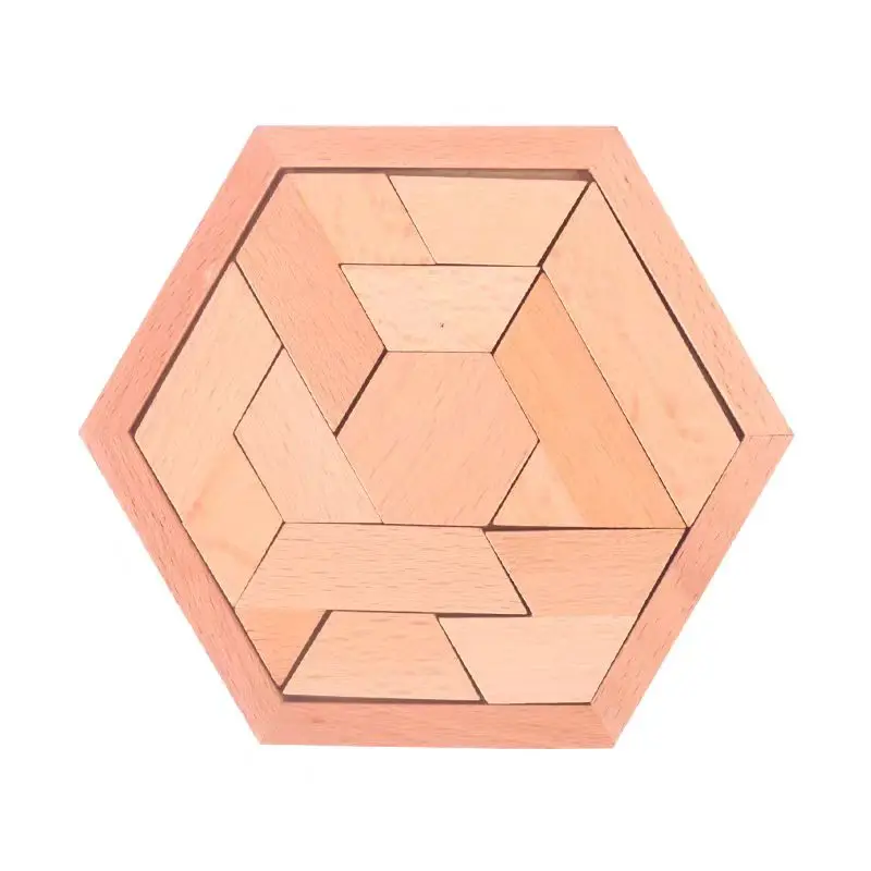 ตัวต่อหกเหลี่ยมแทงแกรม ปริศนาไม้ ฝึกสมอง ทดสอบไอคิว ฝึกตรรกะ สำหรับเด็กและผู้ใหญ่ ของเล่นเสริมพัฒนาการแบบมอนเตสซอรี่