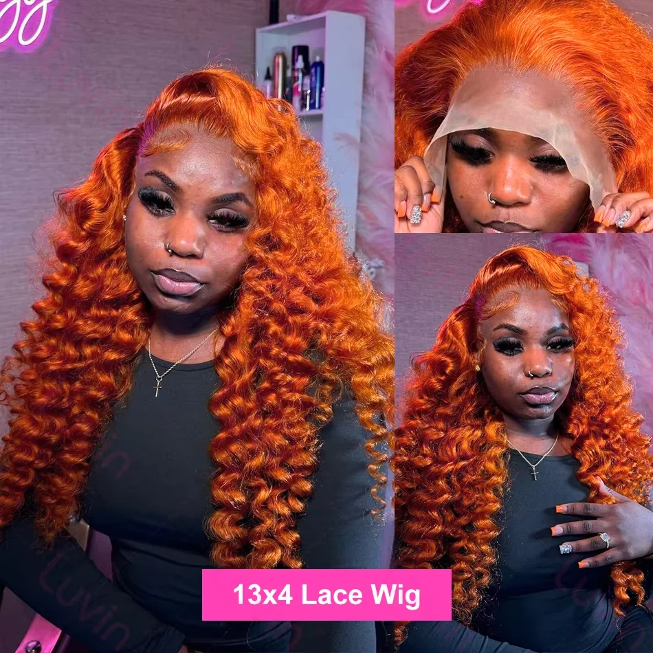 Ginger Orange 13x6 Lace Frontal 350 Colored Loose Wave Human Hair Wigs Pre-Plucked Hairline Hd 13x4 Lace Front Wigs For Women