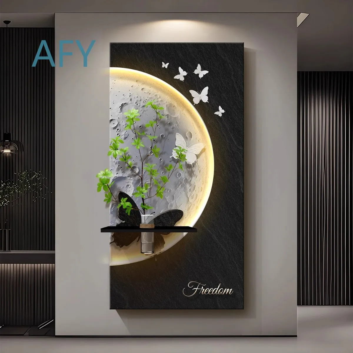 Entrance Foyer Decoration Painting for Modern Home Office for Hydroponic Green Plants Wall Art Three Dimensional Sandstone