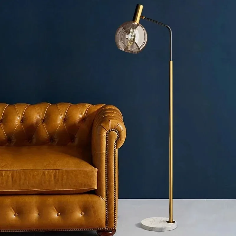 

Multicolor Glass Living Room Sofa Bedside Reading Floor Lamp Copper Color Lamp Body Glass Lampshade Nordic Led Floor Lamp