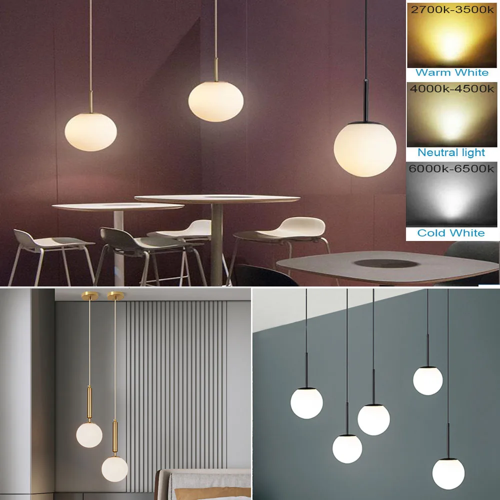 

Modern Nordic Glass ball Pendant Lights Minimalist LED Hanging Lamps simple Creative Glass ceiling lamps Designer