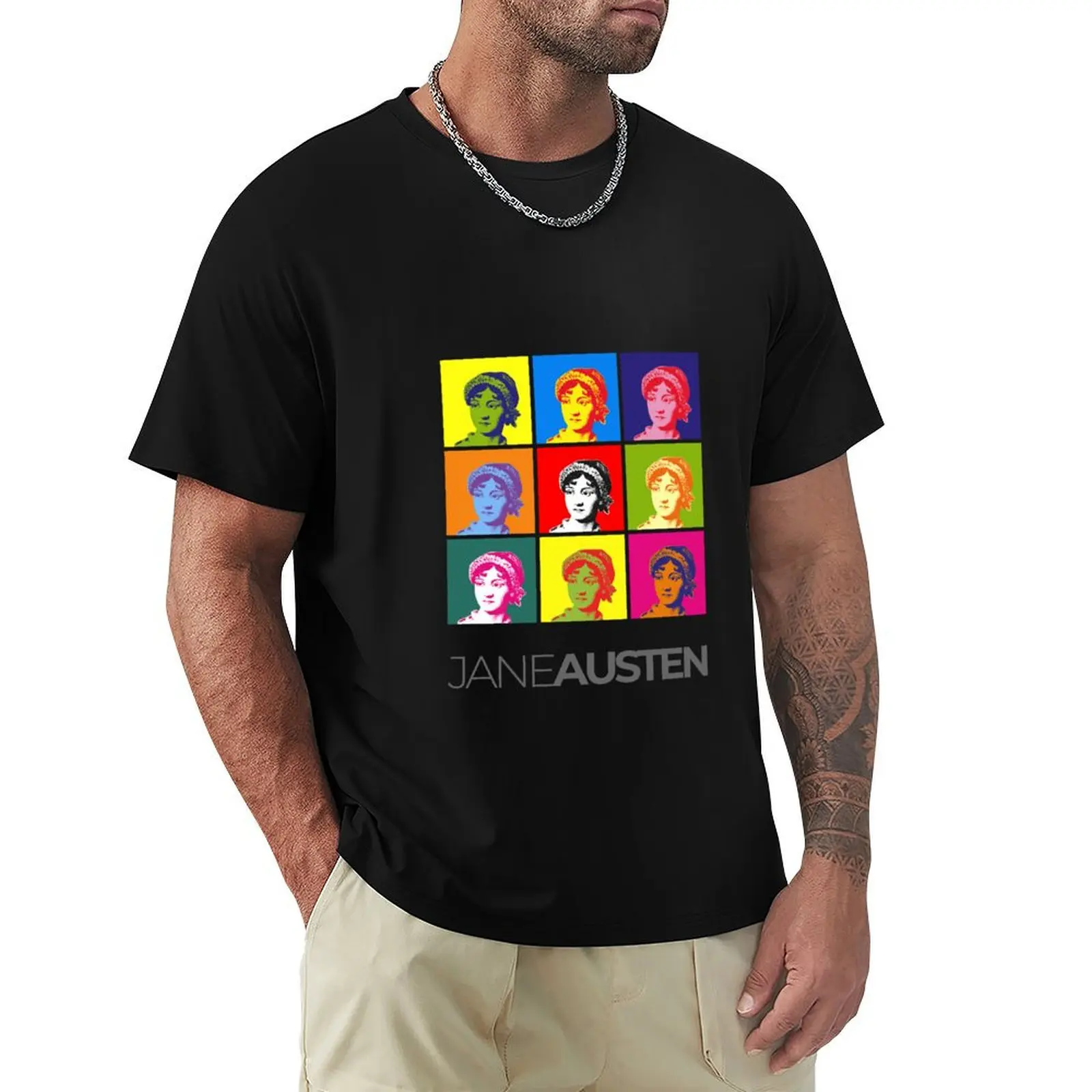 

Jane Austen pop-art portrait poster T-Shirt vintage quick-drying oversized t shirt men