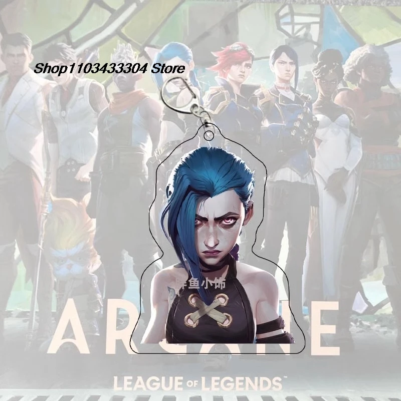 Acrylic Arcane Jinx Vi Caitlyn Ekko Viktor Keychain  Arcane FigurePendant Keyring Key chainKeyRing for Accessories Bag Fans Gift