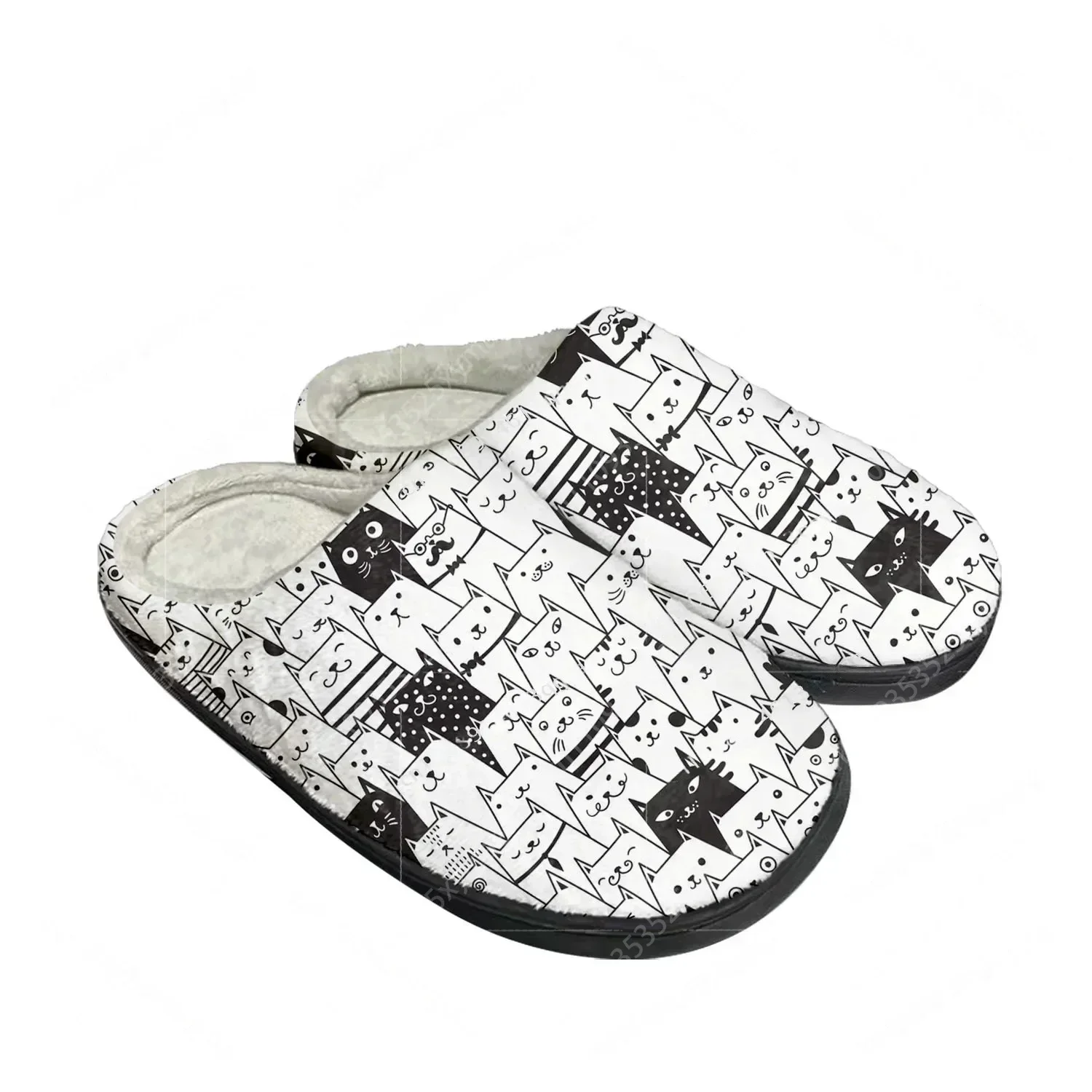 

Cute Fat Cat Pet Cat Home Cotton Custom Slippers Mens Womens Sandals Plush Bedroom Casual Keep Warm Shoe Thermal Slipper Black