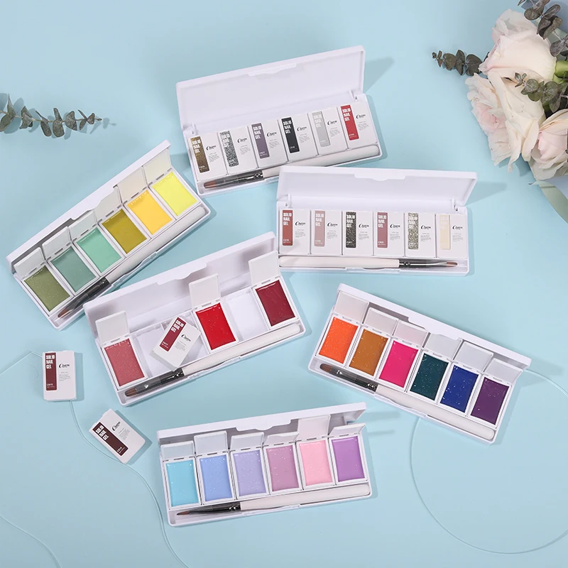 

Solid Nail Gel Palette Mud Painting Spring Summer Color For Nail Art Design Semi Permanent Soak Off UV Gel Varnish 6 Colors Set