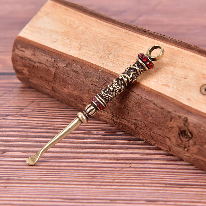 منظف الأذن النحاس عارية المرأة مزيل Earpick ملعقة صغيرة سلاسل المفاتيح خمر النحاس